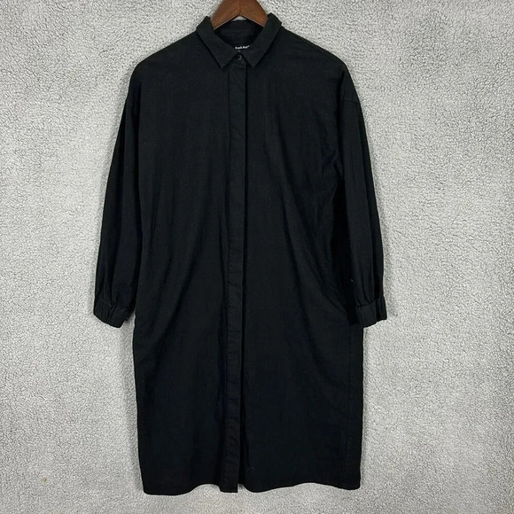 Frank and Oak shift dress womens XXS black oversized hidden button lagenlook art - Picture 1 of 11